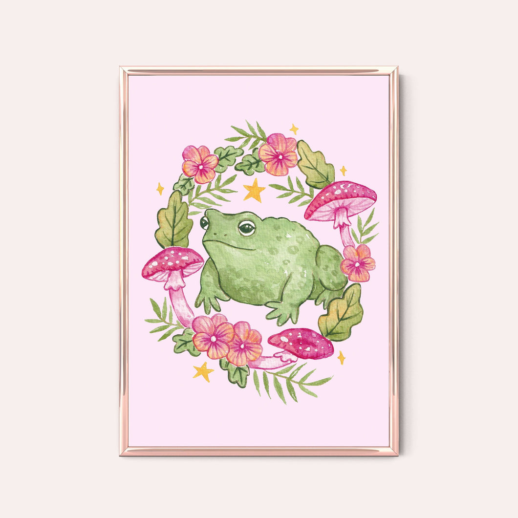 Mushroom & Toad Wreath Print