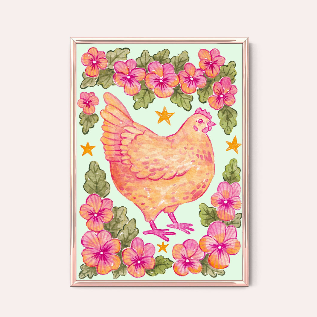 Chicken & Violas Print