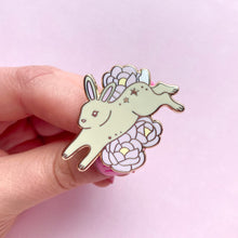 Load image into Gallery viewer, Bunny &amp; Peony Enamel Pin
