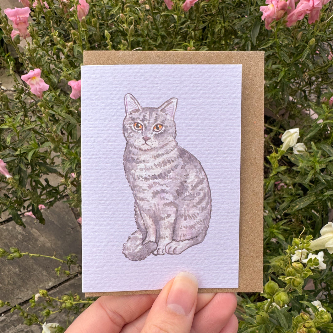 Grey Cat | Mini Greeting Card