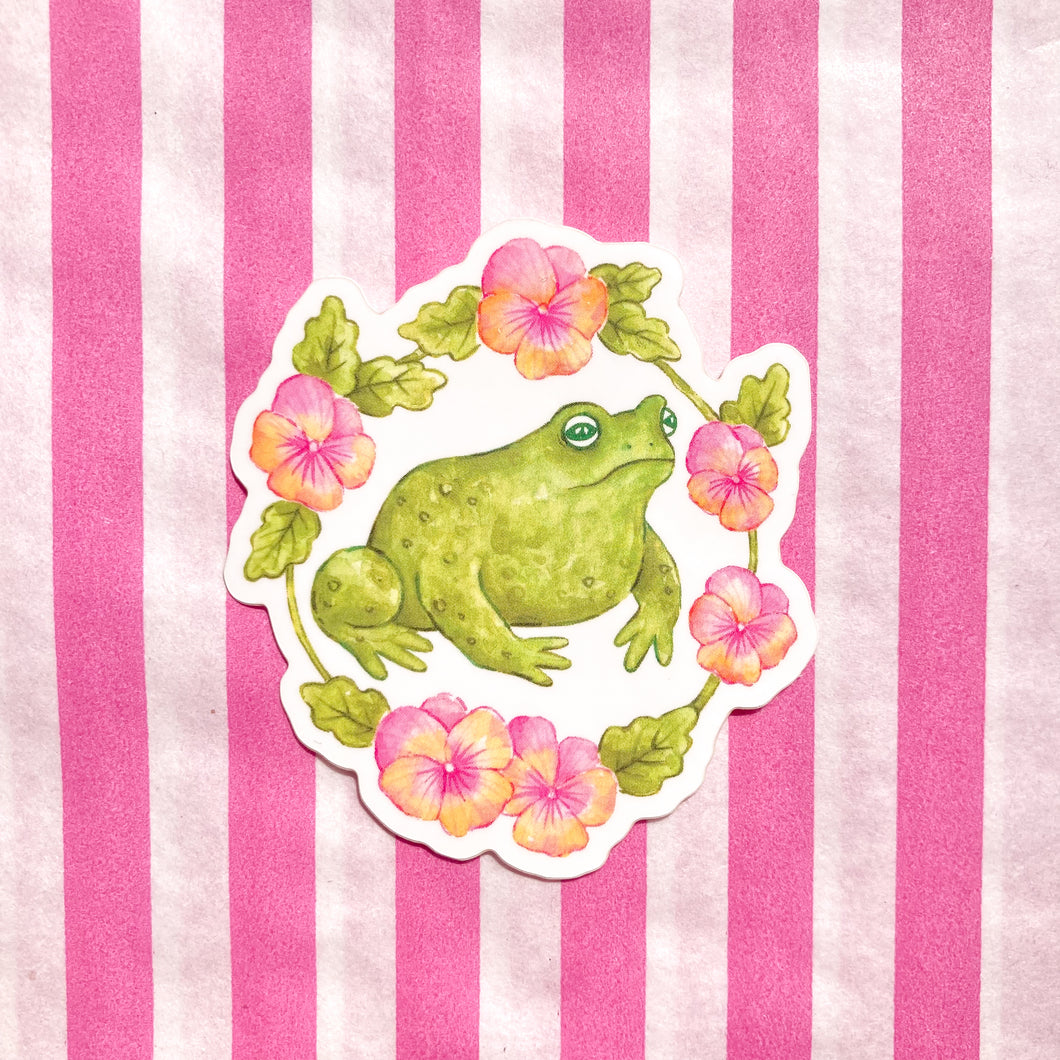 Toad & Pansies Sticker