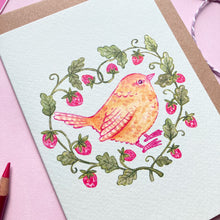 Load image into Gallery viewer, Wren &amp; Strawberries | Greeting Card
