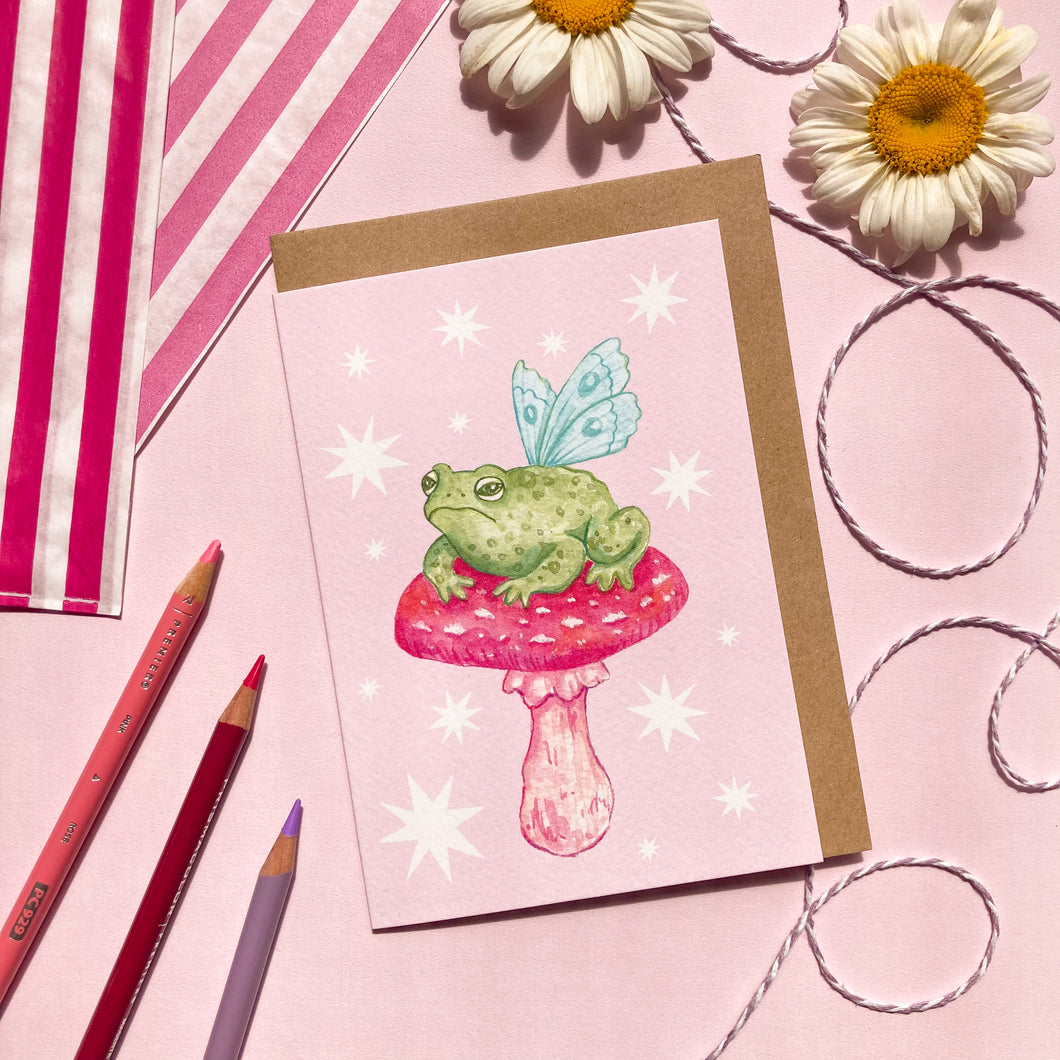 Fairy Toad on Mushroom | Greeting Card