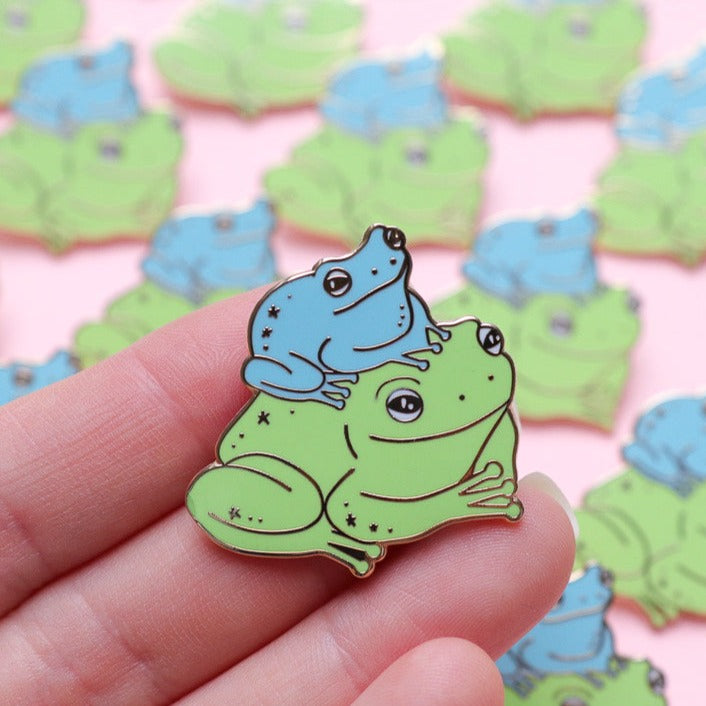 Frog Stack Enamel Pin